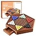 ALANGDUO Wooden Chinese Checkers with Drawers 12 Bonus Spare Marbles Natural Wooden Board Game Includes 60 Colorful Acrylic Marbles Family Board Game for Kids and Adults127 Inches - Image 3