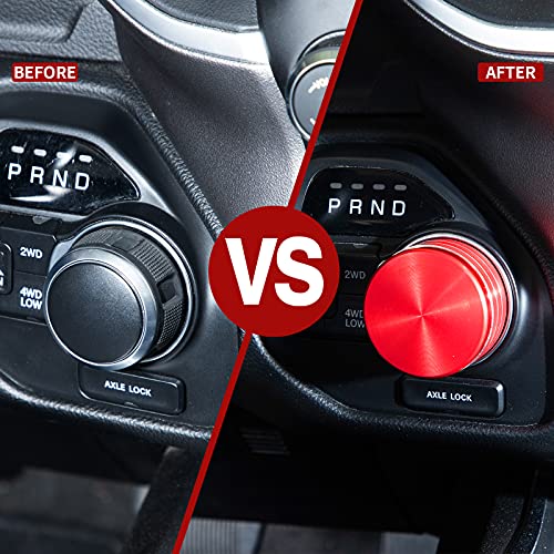 JWWY Gear Shift Shifter Switch Knob Transmission Gear Lever Gearstick Selector Knob Cover Trim for Dodge 2018-2025+ Dodge RAM 1500 Interior Accessories Special Editions, Red Aluminum Alloy - Image 2