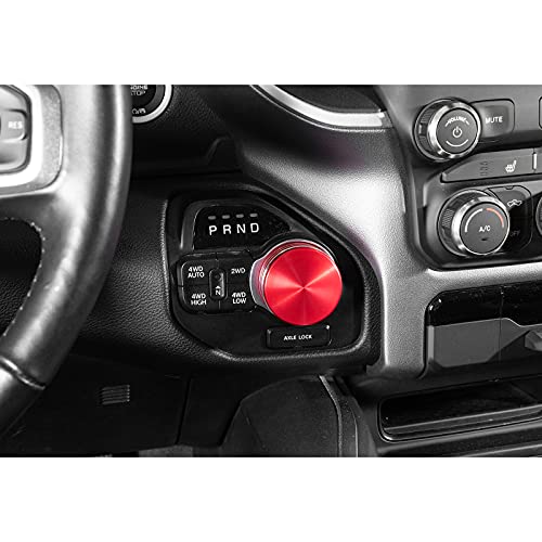 JWWY Gear Shift Shifter Switch Knob Transmission Gear Lever Gearstick Selector Knob Cover Trim for Dodge 2018-2025+ Dodge RAM 1500 Interior Accessories Special Editions, Red Aluminum Alloy - Image 3
