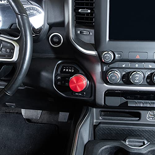 JWWY Gear Shift Shifter Switch Knob Transmission Gear Lever Gearstick Selector Knob Cover Trim for Dodge 2018-2025+ Dodge RAM 1500 Interior Accessories Special Editions, Red Aluminum Alloy - Image 5