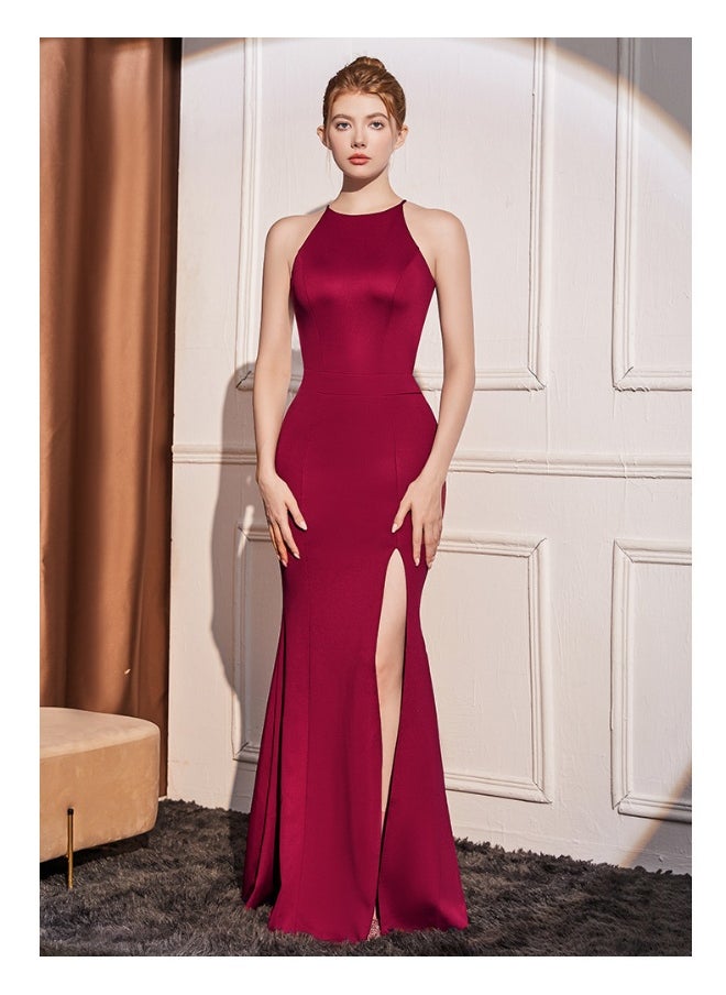 Loquat Elegant High-End Evening Gown with Halter Neck and Mermaid Train  - Image 1