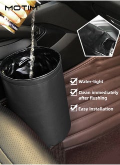 Motim 2 Packs Leather Car Collapsible Garbage Bin, Waterproof Trash Can Garbage Container Fits All Cars, Suvs, And Trucks  - Image 4