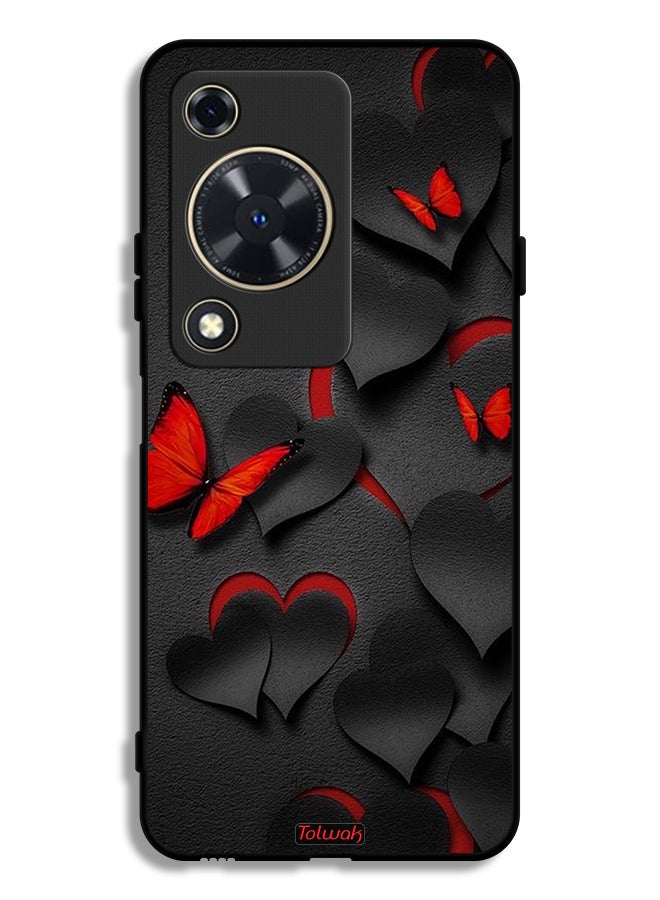 Tolwak Huawei Nova Y72S Protective Case Cover Hearts And Butterflies Pattern