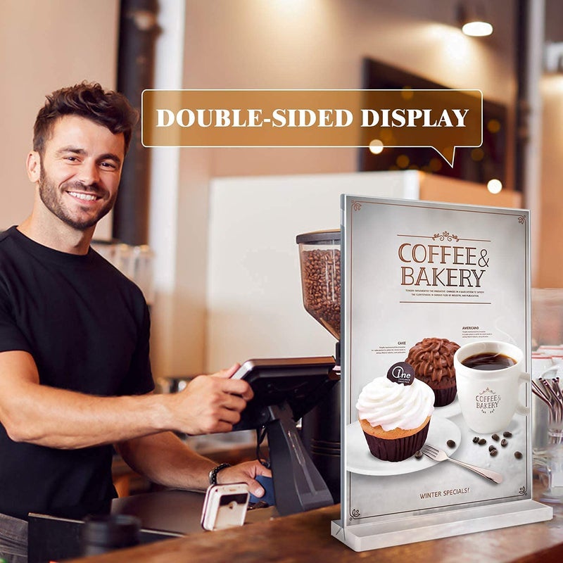 CPI 4 X 6 Inch (A6) T Shape Acrylic Sign Holder Double Side Table Menu Stand, Clear Plastic Desktop Display Perfect for Restaurants, Promotions, Photo Frames, School, Office, Hotel, Party (Set of 2) - Image 3