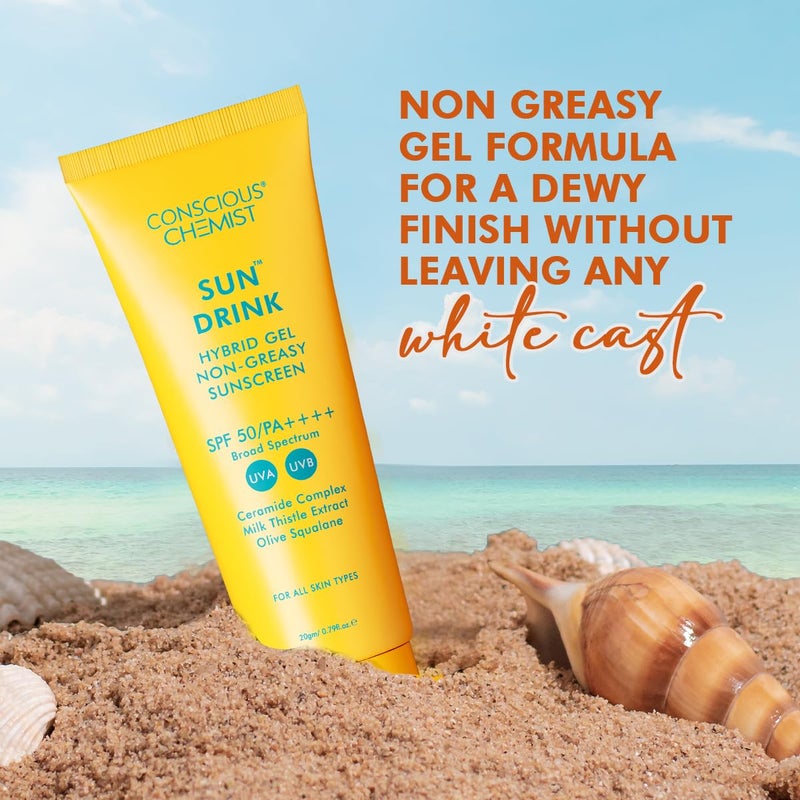 Conscious Chemist Dewy Ceramide Sunscreen SPF 50 PA  For Oily Skin  UVAUVB  Blue Light Protection  FragranceFree  For Men  Women All Skin Type  Sun Drink  20g - Image 2