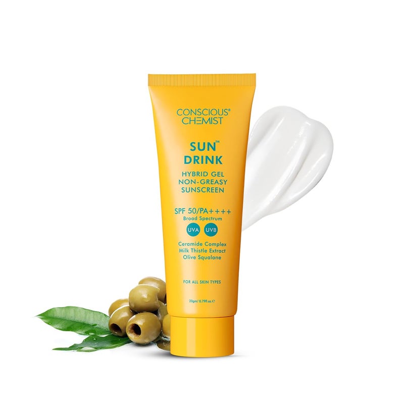 Conscious Chemist Dewy Ceramide Sunscreen SPF 50 PA  For Oily Skin  UVAUVB  Blue Light Protection  FragranceFree  For Men  Women All Skin Type  Sun Drink  20g - Image 1