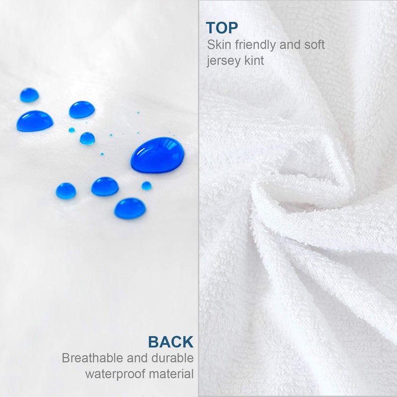 Moonsea Waterproof Zippered Pillow Protector  2 Pack Queen Size 20 x 30 Inch Pillow Protector  Cotton Terry Pillow Covers Encasement  Pillow Case White  - Image 3