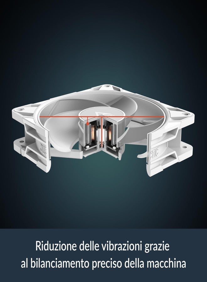 أركتيك مروحة ARCTIC P12 Pro Reverse A-RGB - مروحة ممتازة مقاس 120 مم بتدفق هواء عكسي، مروحة PWM مع موزع كابل Y، سرعة دوران من 500 إلى 3000 دورة في الدقيقة، 0 دورة في الدقيقة <5% PWM، إضاءة RGB رقمية 5 فولت، محمل هيدروديناميكي، 4 دبابيس - أبيض - Image 2