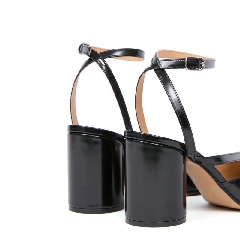 Agodor Women's Chunky Block High Heels Split Toe Pumps Ankle Strap Slingback Heels Tabi Shoes Comfort Dress Heeled Sandals Black US8 - Image 5