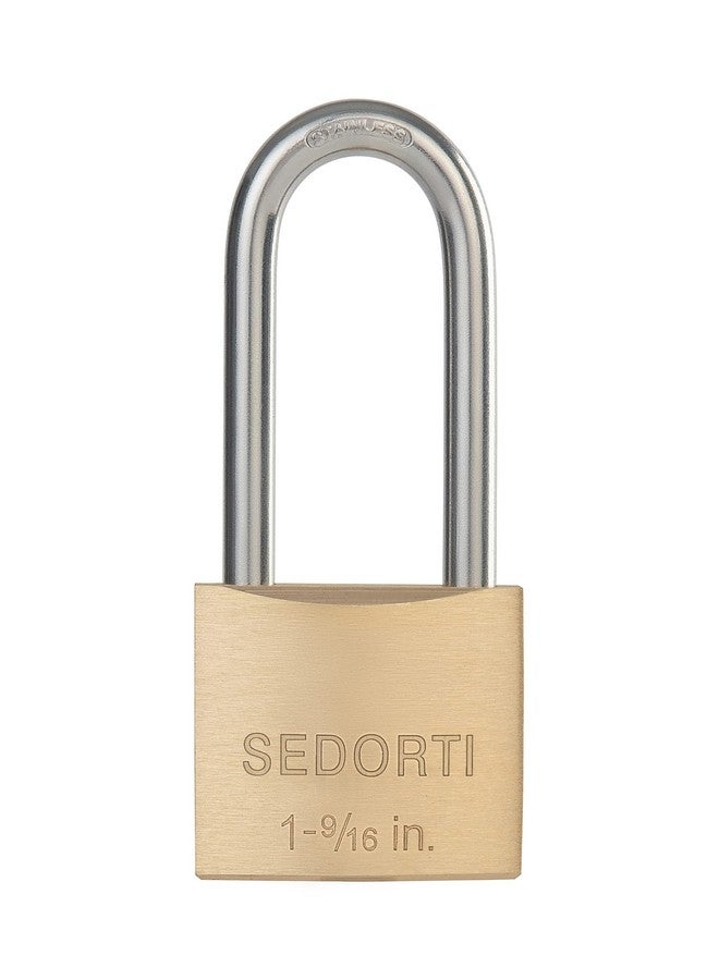 SEDORTI Outdoor Weatherproof Padlock with Stainless Steel Shackle and Solid Brass Body, Marine Grade Rustproof Long Lock for Sheds, Storage Unit School Gym Locker, Fence, Toolbox, Hasp Storage - Image 1