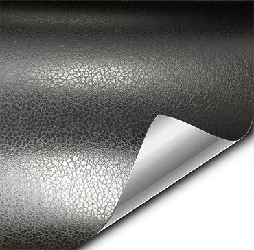 VViViD+ Fine Grain Black Leather Wrap Adhesive Vinyl - Soft Touch (1ft x 5ft) - Image 1
