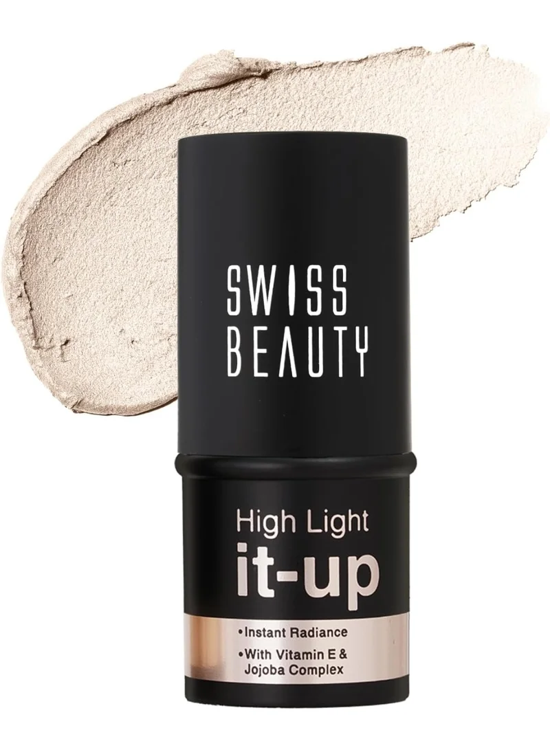 Swiss Beauty Swiss Beauty High Light It-Up Highlighter | With Vitamin E & Jojoba Complex | Instant Radiant Glow | Long-Lasting | Creamy & Blendable | Twist-Up Format | Shade- Pearl Glow, 8g