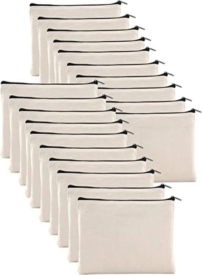 Mincer Makeup Canvas Pouch Multi-Purpose Cotton Bag | Bulk Cotton Canvas Pencil Travel Cosmetic Purse Blank DIY Craft Zipper Bag for Stationary (White) (Pack of 2) - Image 1