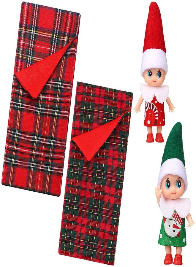 Zomiboo 2 Pieces Christmas Dolls with 2 Sleeping Bags, Red and Green Doll Twins for Christmas Decorations and Stocking Stuffers - Image 1