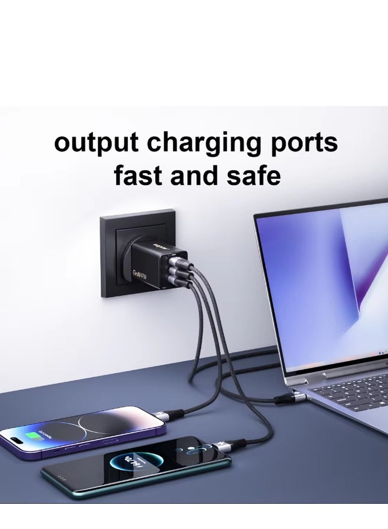 وبو 67 واط متعدد المنافذ محول حائط للهواتف الذكية والكمبيوتر المحمول شاحن الاتحاد الأوروبي والولايات المتحدة والمملكة المتحدة يدعم PD3.0 وشحن فائق السرعة - Image 4