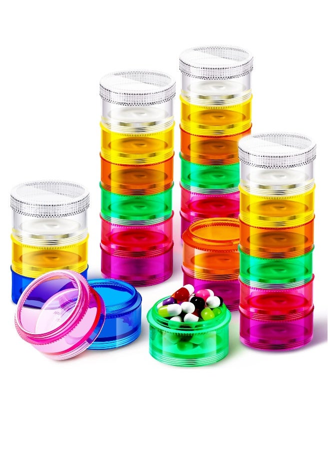 4 Pieces 7 Day Stackable Pill Organizer Case, Vitamin Holder Organizer 7 Day Weekly Travel Container with Lids, Daily Pill Container for Pills, Vitamin, Fish Oil, Supplements - Image 1