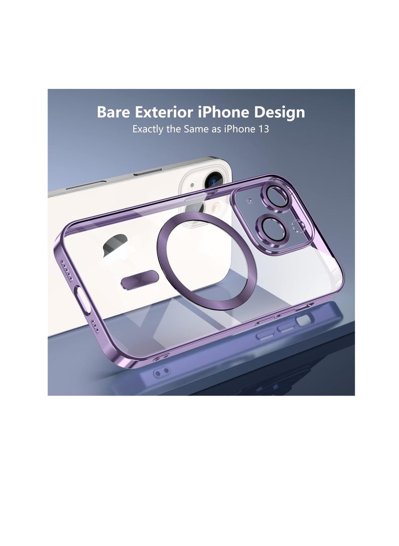 Generic Compatible with iPhone 12 Magnetic Clear Case,Luxury Plating Bling Transparent Shockproof MagSafe Case with Full Camera Lens Protector for iPhone 12 Women Girl Men-Elegant Black  - Image 2