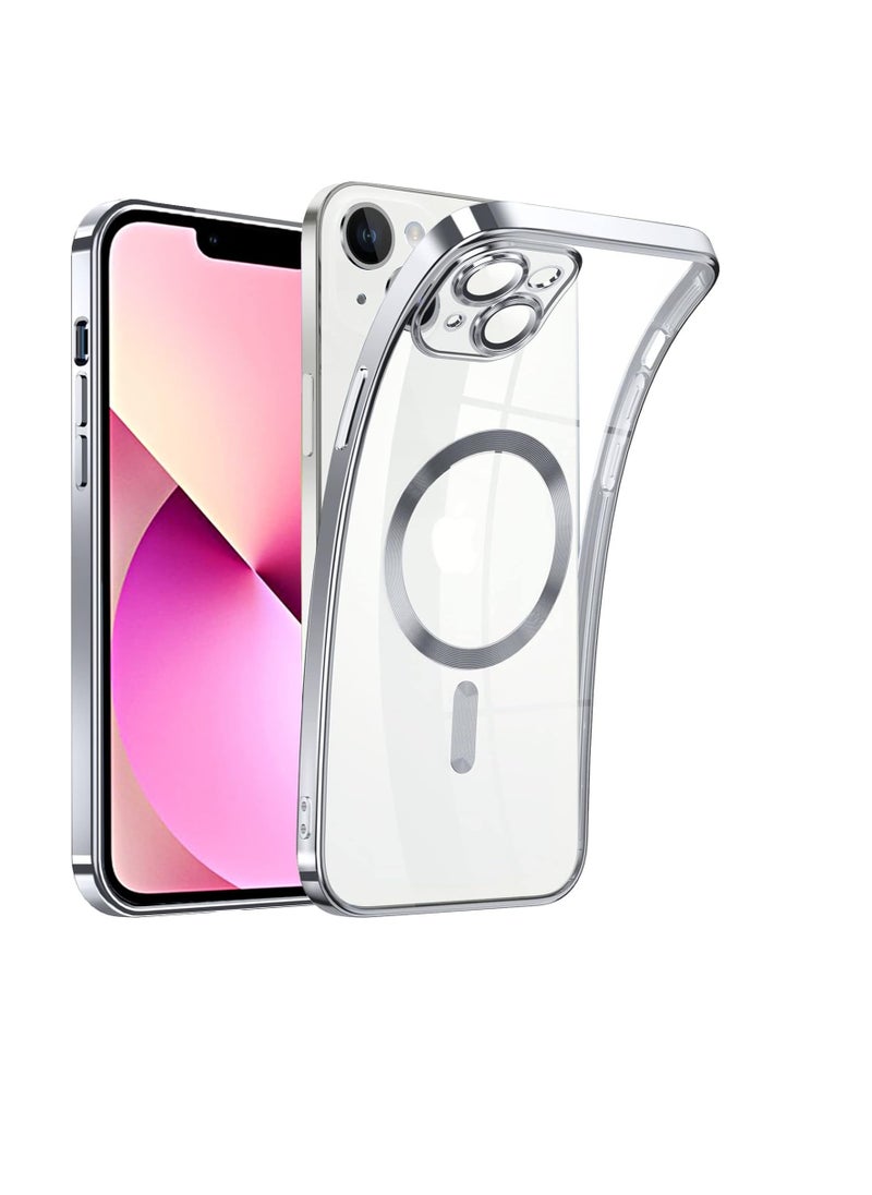Generic Compatible with iPhone 12 Magnetic Clear Case,Luxury Plating Bling Transparent Shockproof MagSafe Case with Full Camera Lens Protector for iPhone 12 Women Girl Men-Elegant Black  - Image 3