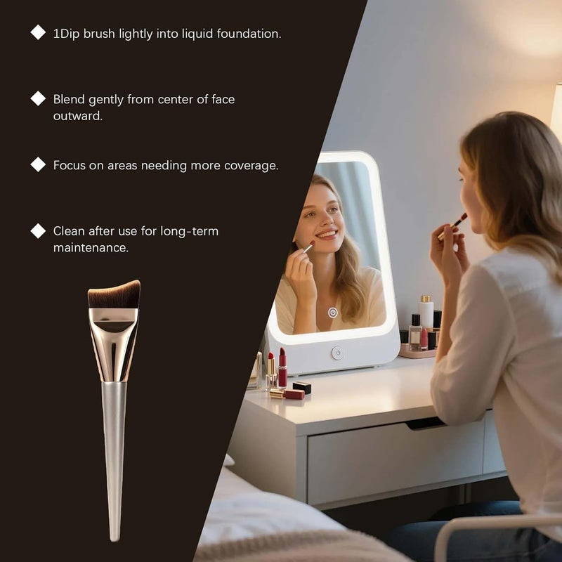 Angled Foundation Brush - Synthetic Professional Makeup Tool, Ergonomic Handle with Comfortable Grip, Face Application with Finish, Beauty Brushes Travel Portable, Makeup Tool for Women - Image 4