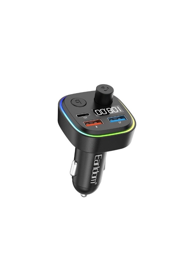 Earldom M84 Car Charger - 3.1 Amp - Fast Charging - 7-Color RGB Design - Compatible with all phones and cars - 2 USB and USB-C Ports - Image 1