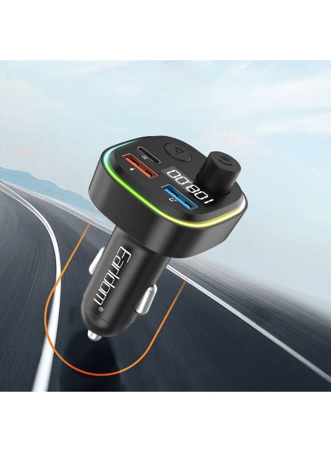 Earldom M84 Car Charger - 3.1 Amp - Fast Charging - 7-Color RGB Design - Compatible with all phones and cars - 2 USB and USB-C Ports - Image 3