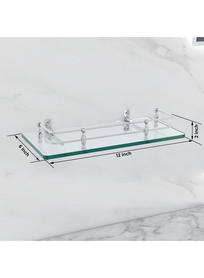 FORTUNE Multipurpose Wall Hung Transparent Glass Shelf for Bathroom or Living Room, Bathroom Accessories 12 x 6 - Inch - (Pack of 1) - Image 3