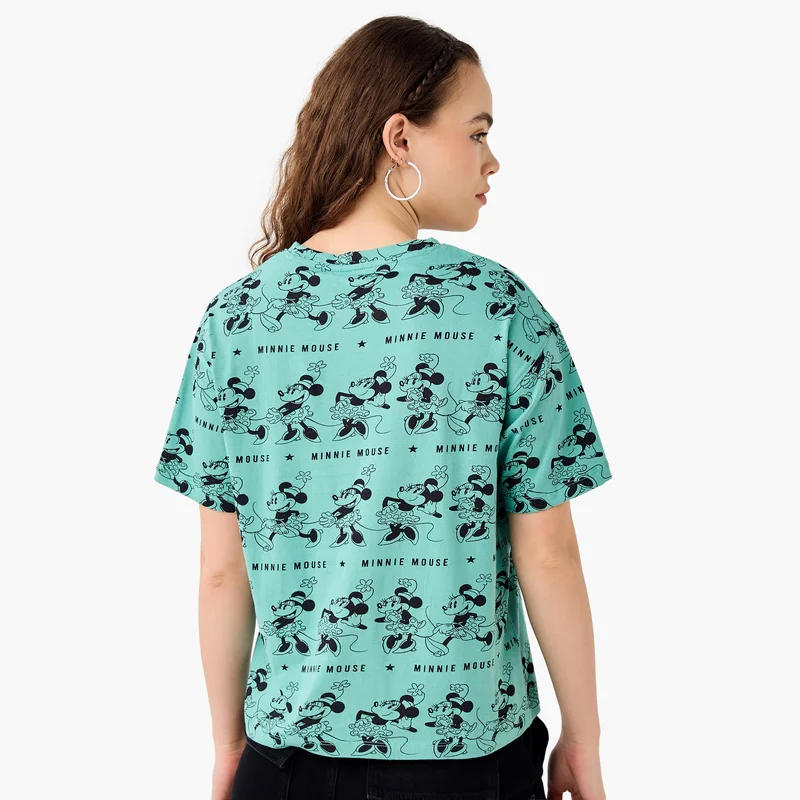 SP Characters All-Over Minnie Mouse Print Boxy Crop T-shirt