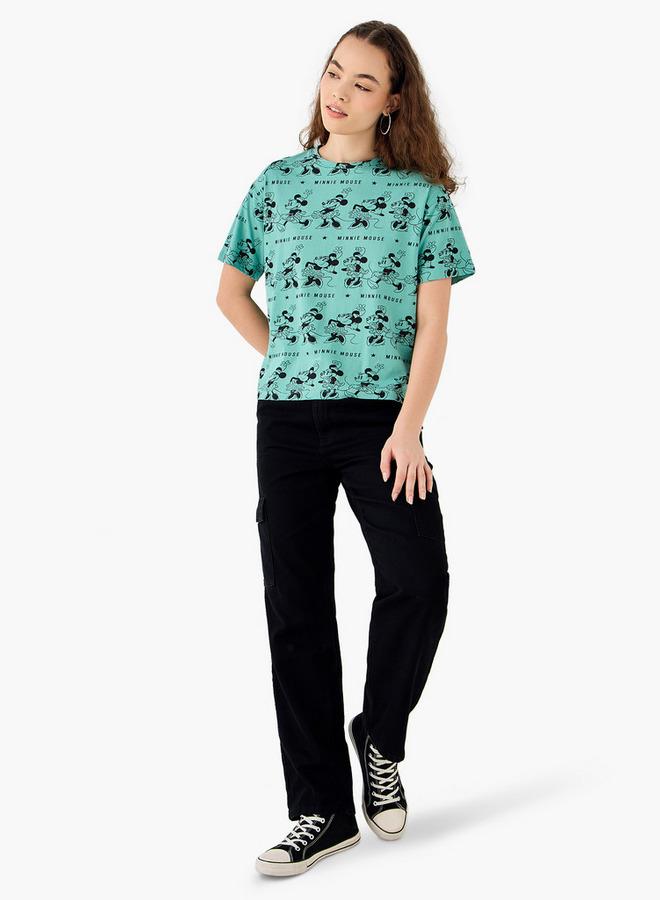 SP Characters All-Over Minnie Mouse Print Boxy Crop T-shirt - Image 2