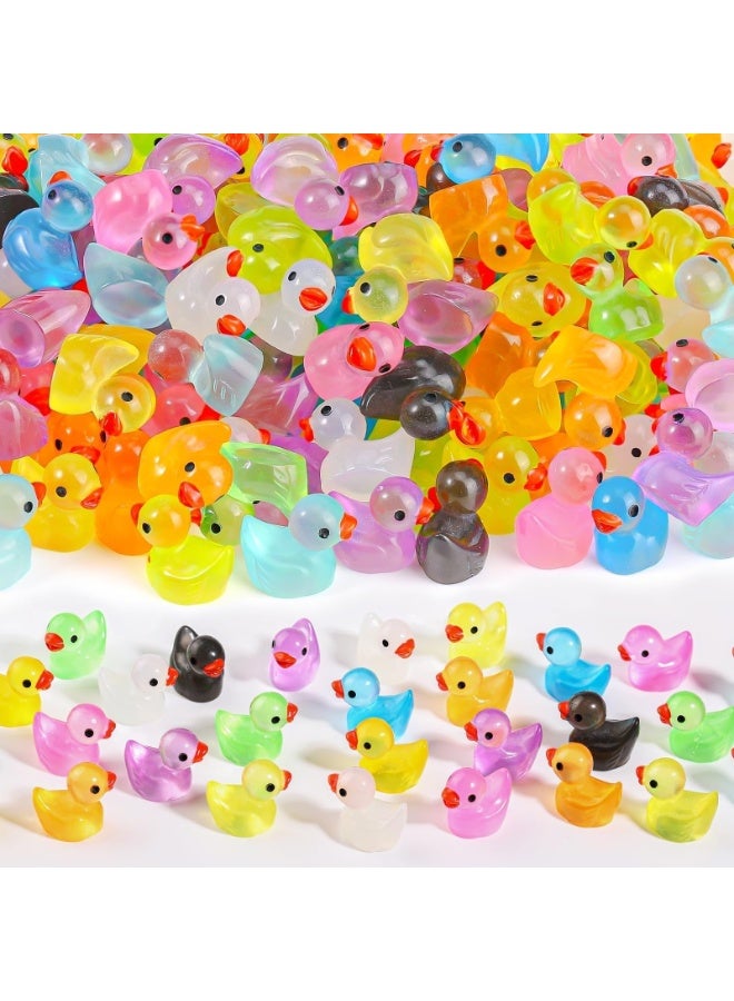 150 قطعة من البط المضيء المصنوع من الراتنج المصغر المتوهج في الظلام، بط صغير لتزيين الحديقة، تماثيل صغيرة لطيفة، حيوانات خرافية مصغرة لبيوت الدمى وحدائق الطحالب، حرف يدوية (10 ألوان) - Image 1