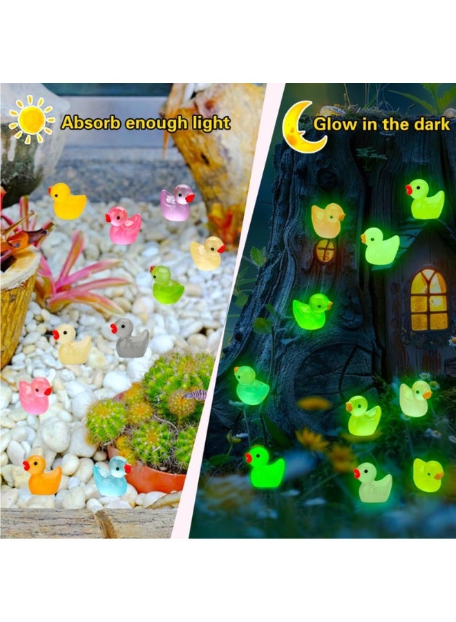 150 قطعة من البط المضيء المصنوع من الراتنج المصغر المتوهج في الظلام، بط صغير لتزيين الحديقة، تماثيل صغيرة لطيفة، حيوانات خرافية مصغرة لبيوت الدمى وحدائق الطحالب، حرف يدوية (10 ألوان) - Image 5