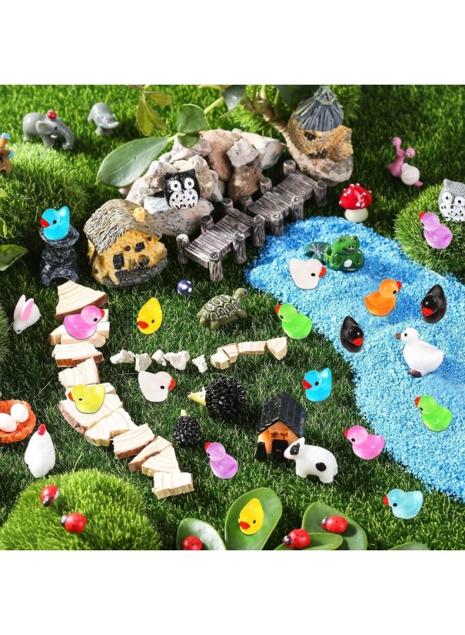 150 قطعة من البط المضيء المصنوع من الراتنج المصغر المتوهج في الظلام، بط صغير لتزيين الحديقة، تماثيل صغيرة لطيفة، حيوانات خرافية مصغرة لبيوت الدمى وحدائق الطحالب، حرف يدوية (10 ألوان) - Image 3