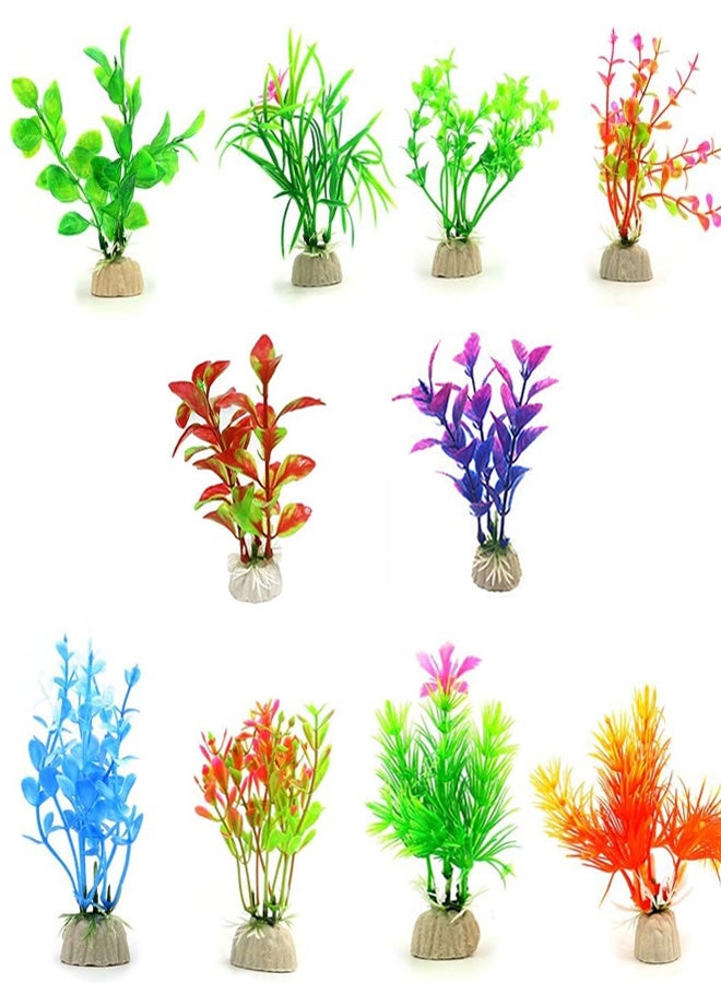 وهاواي 10pcs Small Aquarium Plants Colorful Artificial Aquatic Plants Lifelike Decor Fish Tank Plants Aquarium Plant Decorations - Image 1