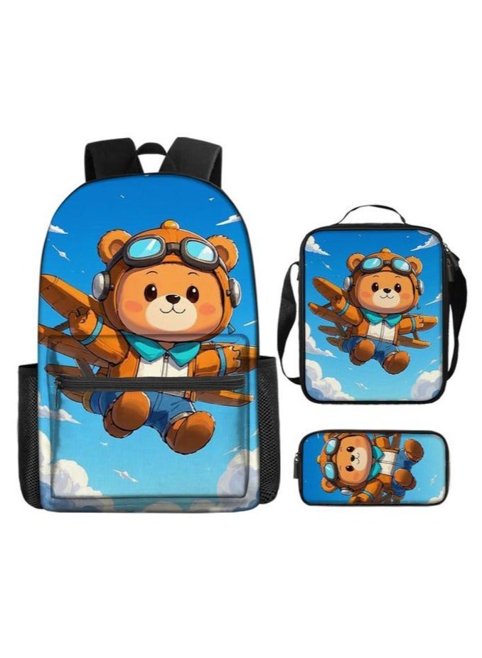 Cartoon three-piece schoolbag with zipper - 565  - Image 1