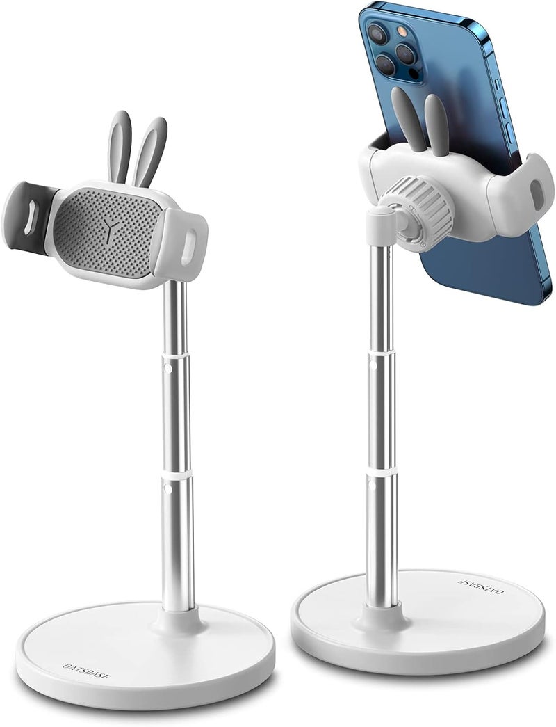 Oatsbasf Cute Bunny Phone Holder, Angle Height Adjustable Rabbit Phone Stand, Quick Installation, Compatible with iPhone, Kindle, iPad, Switch, Tablets (4-10"), All Phones (JD1-White) - Image 1