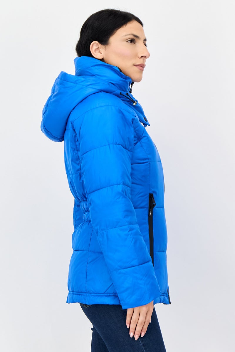 Kenneth Cole Women Brand Logo Puffer Jacket, Blue - Image 2