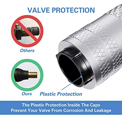 CKAuto 4 Pcs Aluminum Tire Valve Stem Caps with N2 Nitrogen Logo, Universal Stem Covers for Cars, SUVs, Bike and Bicycle, Trucks, Motorcycles | TPMS Safe | Corrosion Resistant | Dust Proof, Silver - Image 5