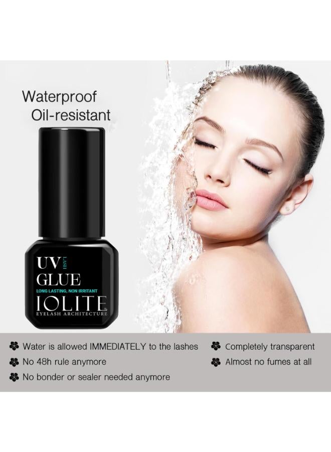 IOLITE غراء رموش UV 5 مل يجف بسرعة 05 ثواني يدوم طويلاً 67 أسبوعًا غير مهيج لملحقات الرموش Iuvlg - Image 4