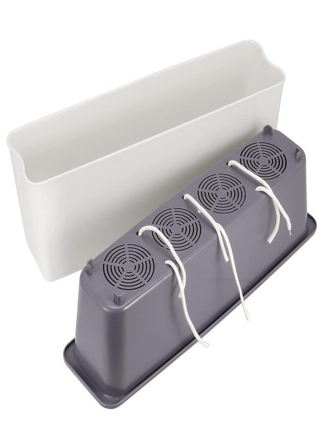 عبوة من قطعتين من أواني الزرع ذاتية الري من سينجون، مقاس 17 بوصة، أواني زهور مستطيلة ذاتية الري مزودة بفتحات تصريف، أواني زهور للحديقة أو عتبة النافذة للاستخدام الداخلي والخارجي - Image 4