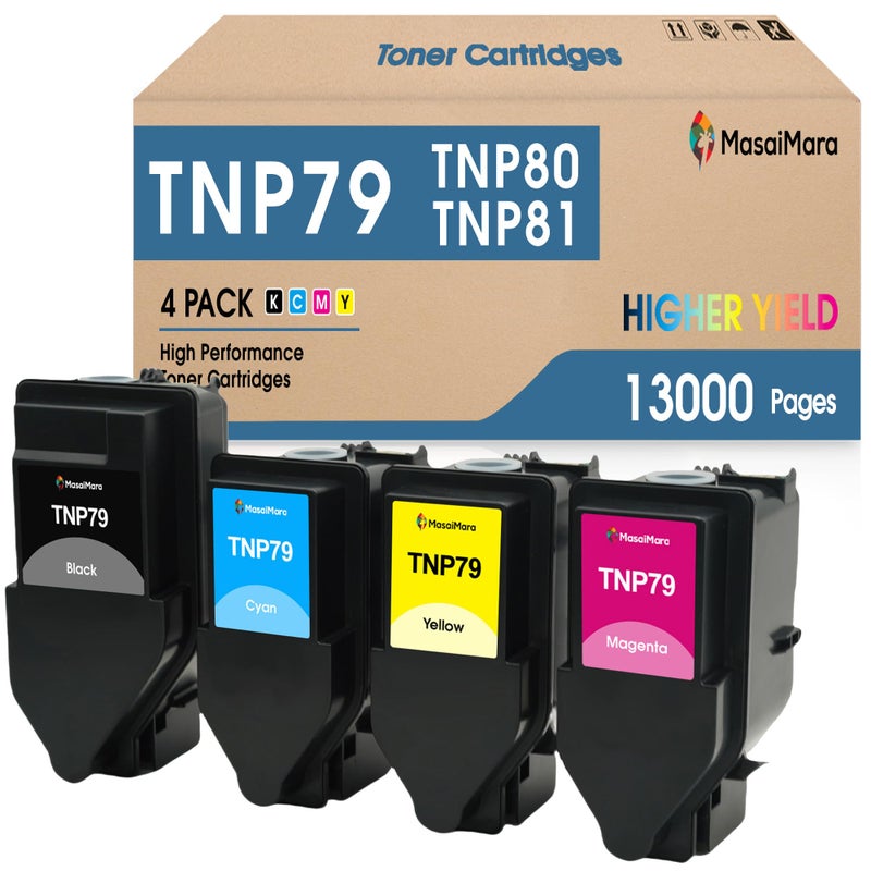 خراطيش حبر متوافقة بسعة عالية MasaiMara TNP79 TNP80 TNP81 TNP79 TNP80 TNP81 لطابعات Konica Minolta Bizhub C3350i C4050i C3320i C3300i C4000i باللون الأسود والأزرق السماوي والأرجواني والأصفر 4 عبوات