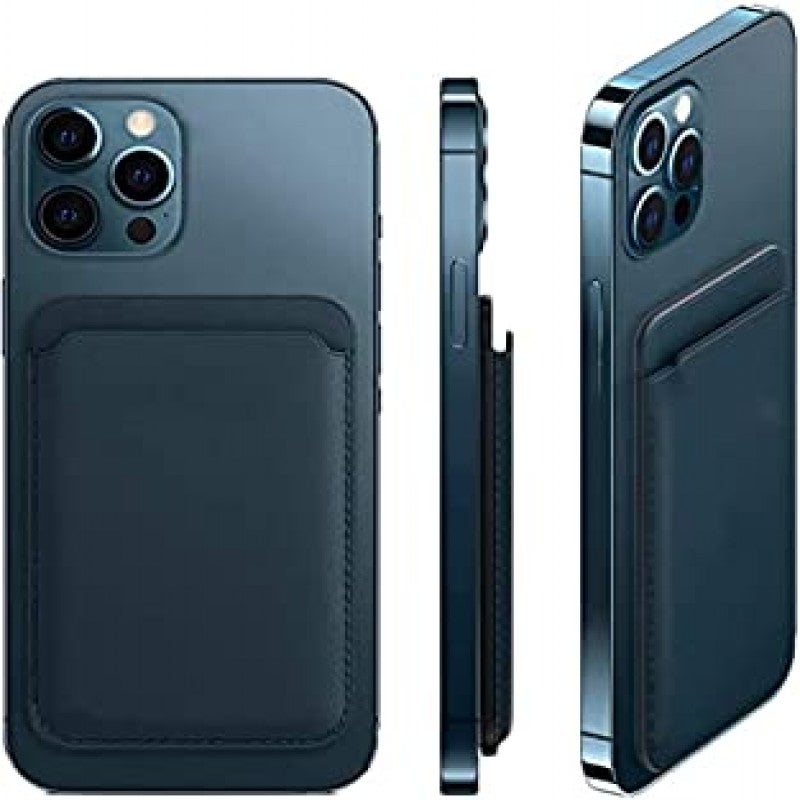 Magnetic Leather ID Card Holder Case Compatible with iPhone 12 Mini / 12 Pro / 12 Pro Max – Blue