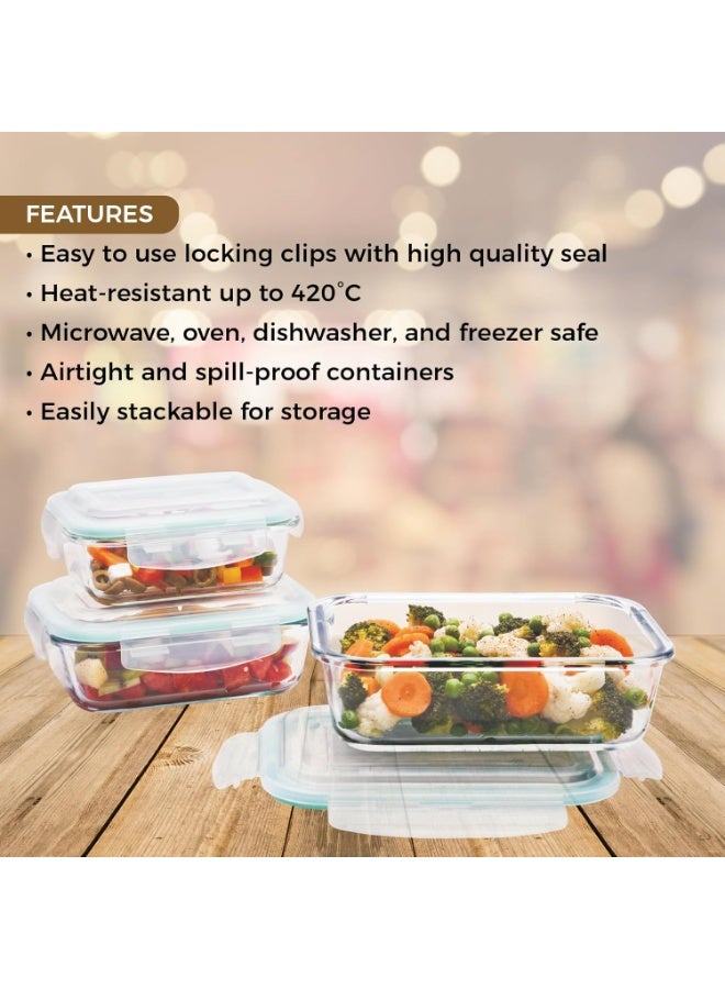 طقم حاويات زجاجية للفرن (3 قطع) بغطاء محكم - Image 4