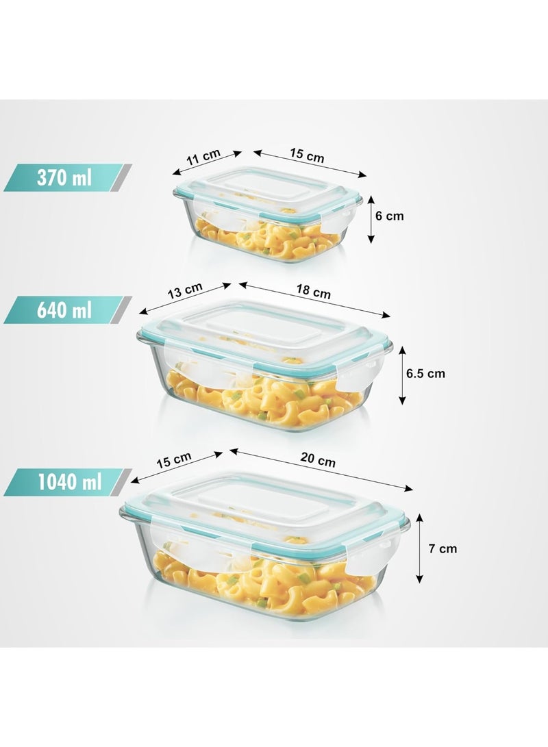 طقم حاويات زجاجية للفرن (3 قطع) بغطاء محكم - Image 2