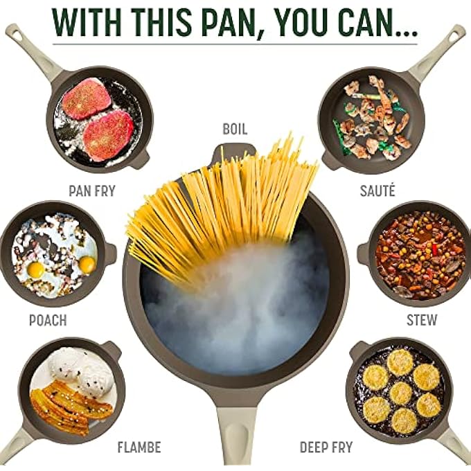 Goodful AllInOne Pan Nonstick Durable Cast Aluminum Body And Lid Multipurpose Design Replaces Your Fry Deep Saut Or Skillet Sauce Pan Jumbo Cooker Saucier And More Dishwasher Safe Pots And Pans Set - Image 4