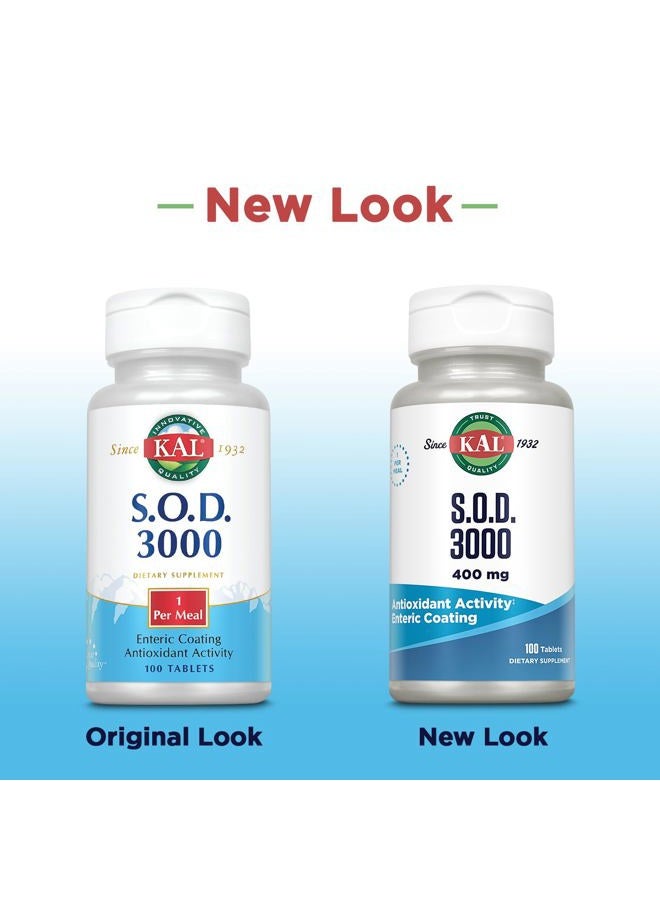 KAL S.O.D. 3000 Antioxidant Supplement 400mg, Superoxide Dismutase (SOD), Beef Liver Source, Super Antioxidant Support, Enteric Coated for Maximum Assimilation, 60-Day Guarantee, 100 Serv, 100 Tablets - Image 3