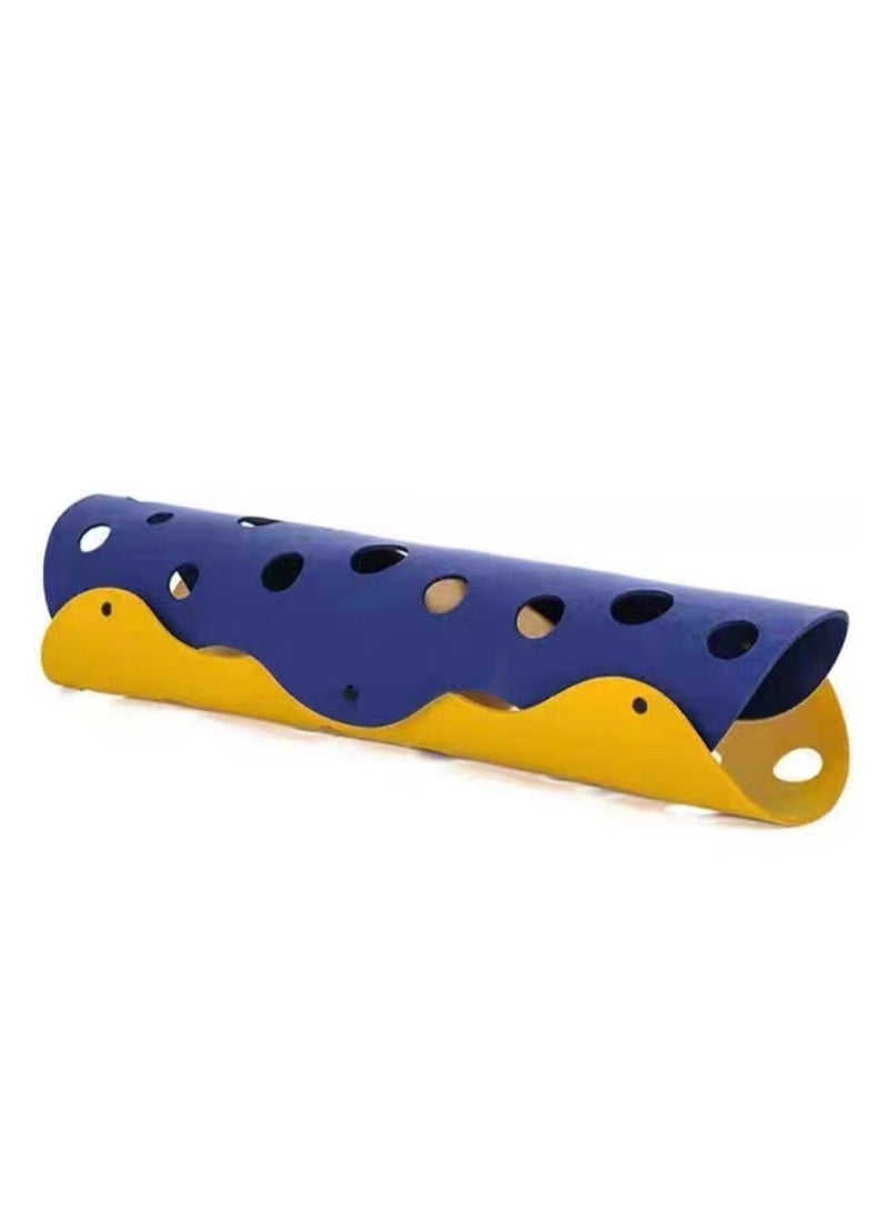 Yellow + Blue Diy Cat Tunnel Toy - Foldable Cat Tube Toy Cat Cave Nest Toy Free Combination Pet Interactive Toy For Kittens Rabbit Hamsters And Small Animals - Image 1