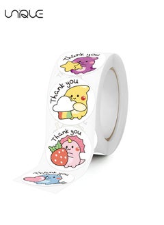 Unique 500 Pcs Cartoon Thank You Sticker - Cartoon Dinosaur Pattern Label Sticker - Thank You Label Round Thank You Sticker Envelope Seal Decal for Commercial Store Packing Decoration Supplies - 1 inch  - Image 4