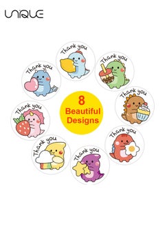 Unique 500 Pcs Cartoon Thank You Sticker - Cartoon Dinosaur Pattern Label Sticker - Thank You Label Round Thank You Sticker Envelope Seal Decal for Commercial Store Packing Decoration Supplies - 1 inch  - Image 3