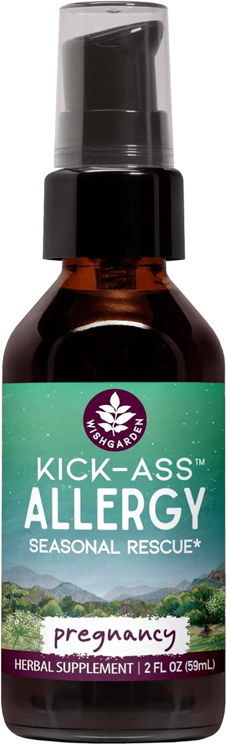 WishGarden Herbs Kick-Ass Allergy for Pregnancy - Plant-Based Herbal Allergy Supplement w/Nettle Leaf, Echinacea & Yerba Santa, Safely Supports Healthy Histamine Response to Seasonal Irritants, 2oz
