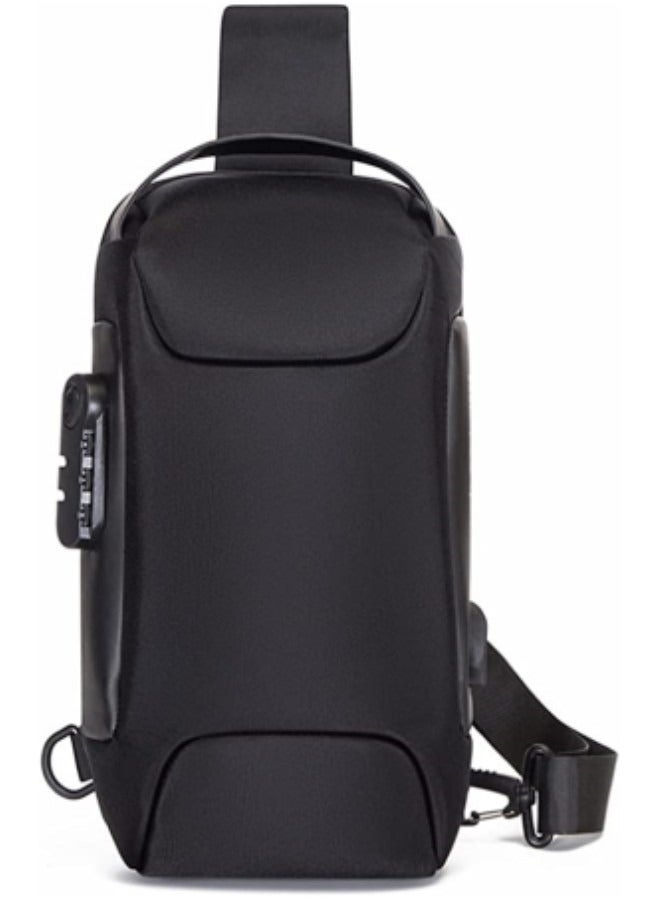 GGEROU حقيبة كروس بودي، حقيبة كتف على الصدر للرجال والنساء، حقيبة ظهر كتف كاجوال، حقيبة ظهر يومية جلدية مقاومة للماء مع منفذ شحن USB - Image 1