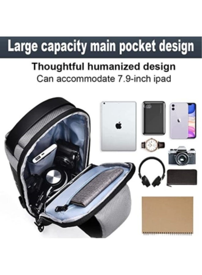 GGEROU حقيبة كروس بودي، حقيبة كتف على الصدر للرجال والنساء، حقيبة ظهر كتف كاجوال، حقيبة ظهر يومية جلدية مقاومة للماء مع منفذ شحن USB - Image 2